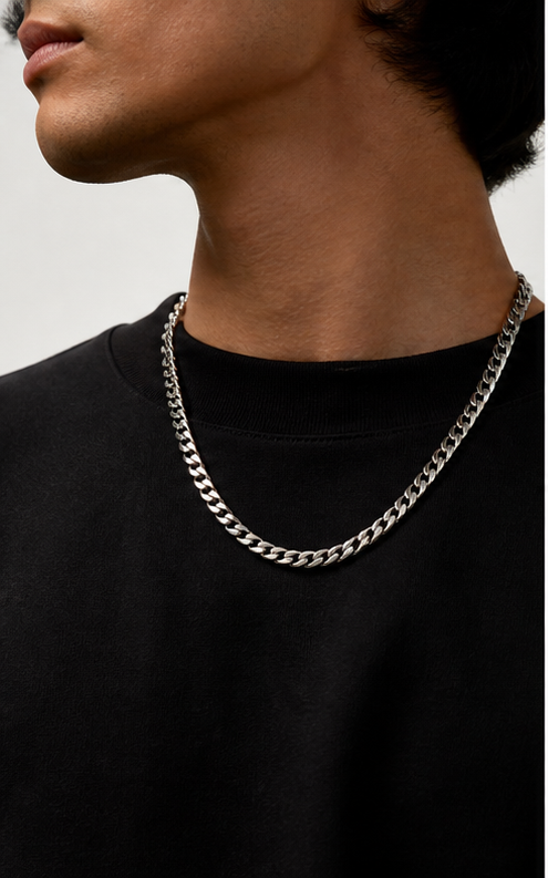 Do Less Chain Steel necklace on a clean white background