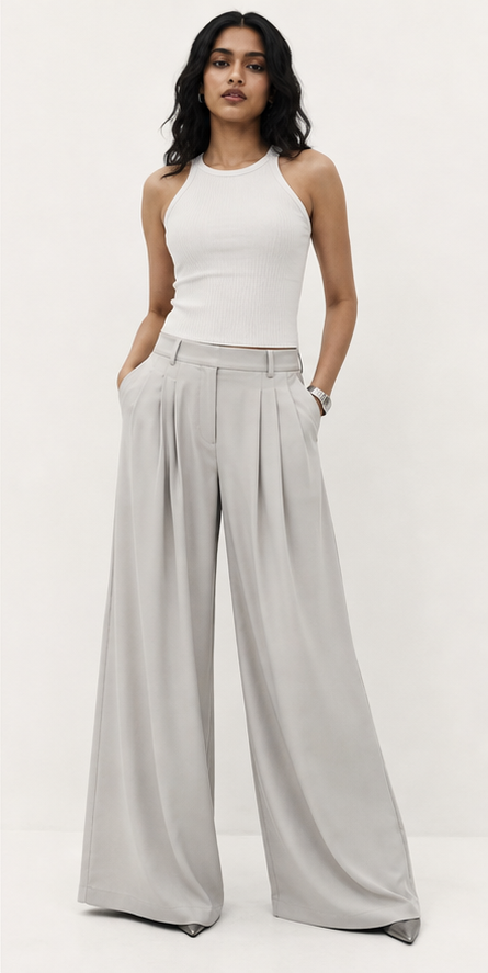 A wide trouser that makes silence look styled.
