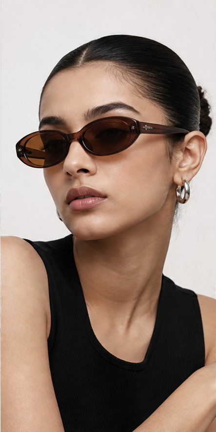 Slim oval sunglasses with a softer kind of attitude.